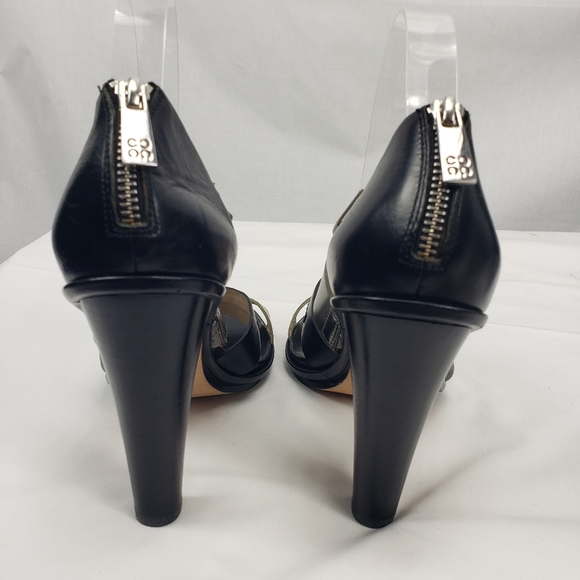 **COACH** BLACK HEELS Python Embossed Mirrored Leather  8 - Picture 5 of 12